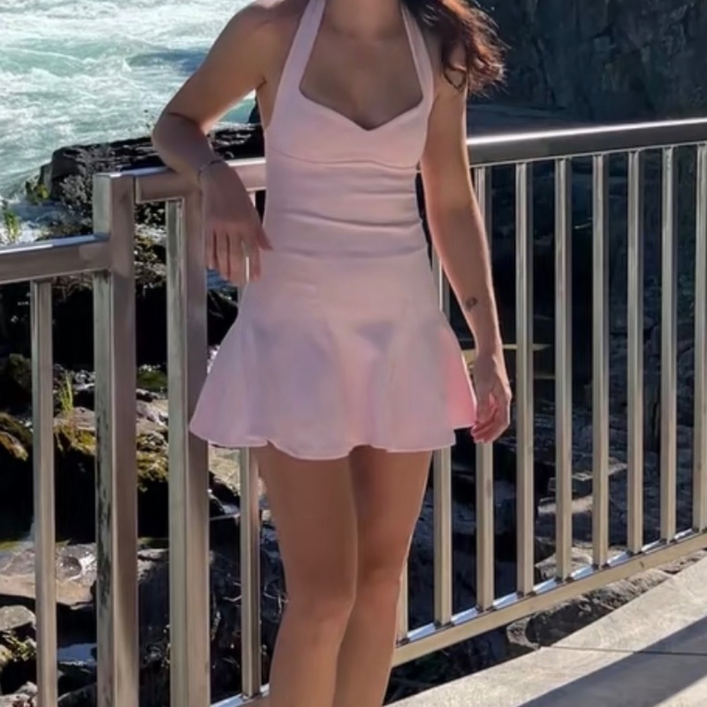 Beautiful summer light pink mini dress Zara